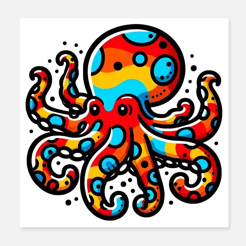 Krake Poster 20x20 cm