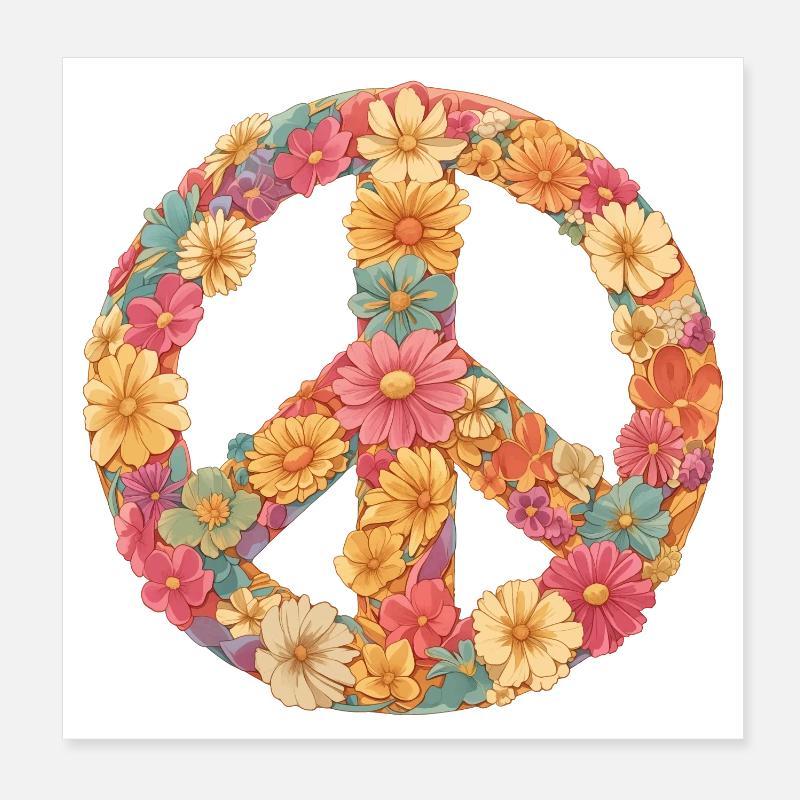 Fleure love and peace Poster 20 x 20 cm