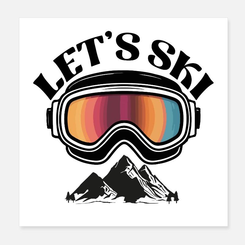 Rétro Let’s Ski Poster 20 x 20 cm