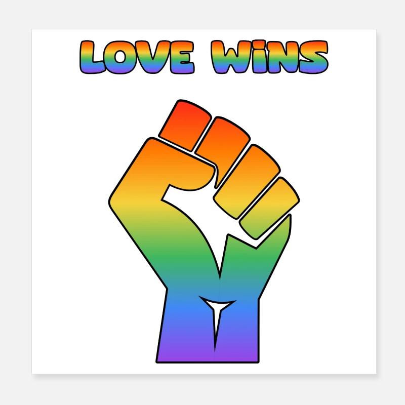 Love Wins Pride-Faust Rainbow Poster 8" x 8" (20x20 cm)