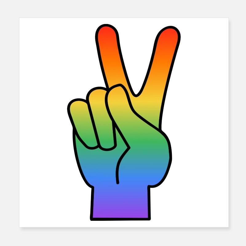 Regenbogen Peace Zeichen Poster 20x20 cm