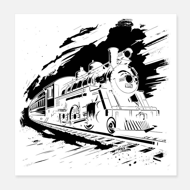 Chemin de fer - Poster 20 x 20 cm - blanc