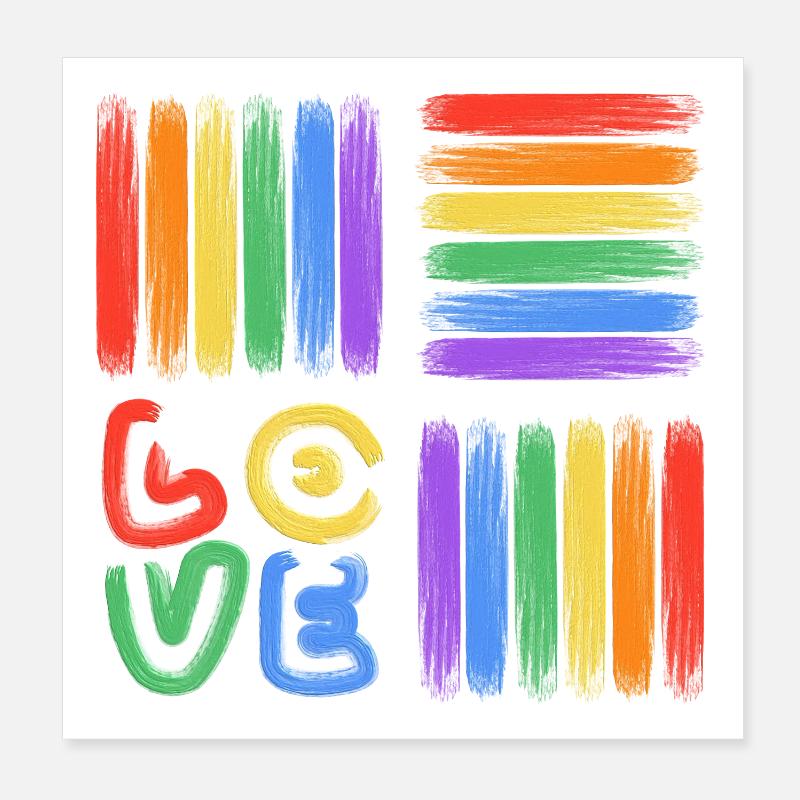 Regenbogen-Liebe Pinselkunst Poster 20x20 cm