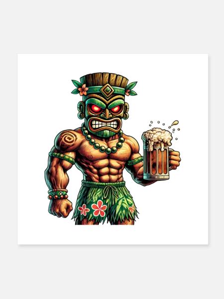 Design culturel Tiki - Poster 20 x 20 cm - blanc - Devant
