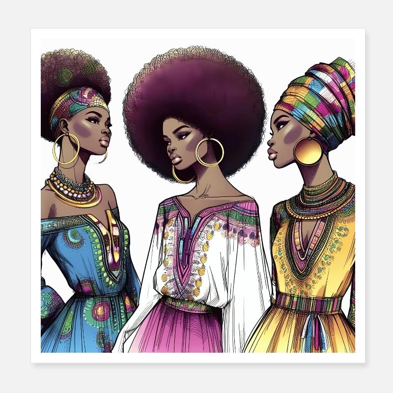 Afro style African Elegance Poster 8" x 8" (20x20 cm)