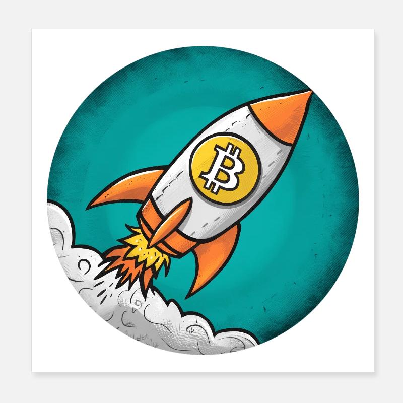 Fusée crypto : Bitcoin sur la lune ! Poster 20 x 20 cm