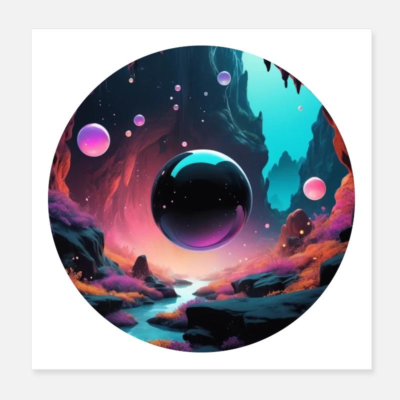 Black Sphere Poster 20x20 cm