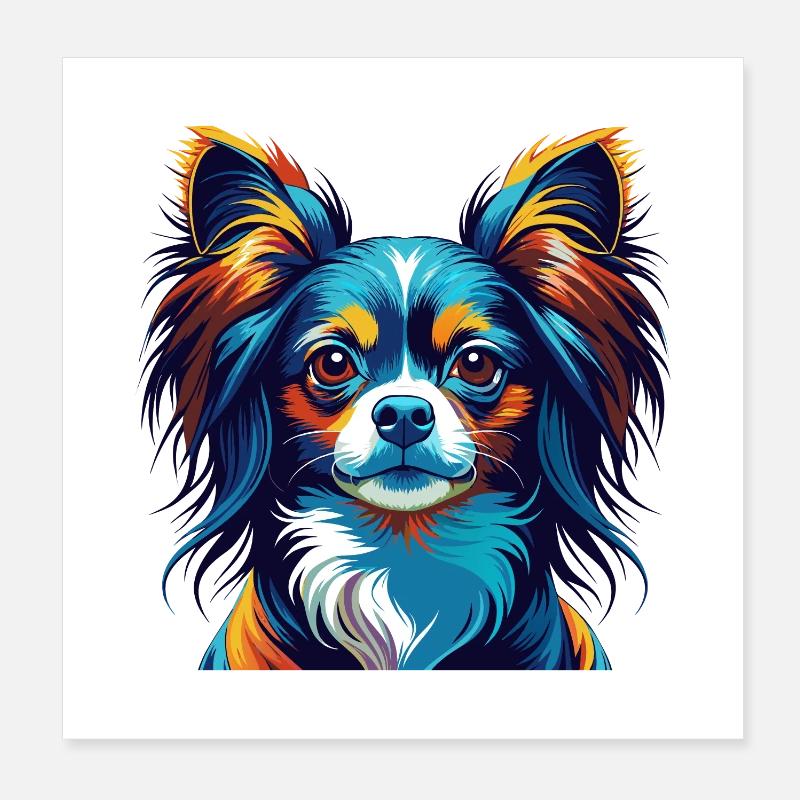Continental Spielzeug Spaniel Hunderasse Cartoon Kawaii Poster 20x20 cm