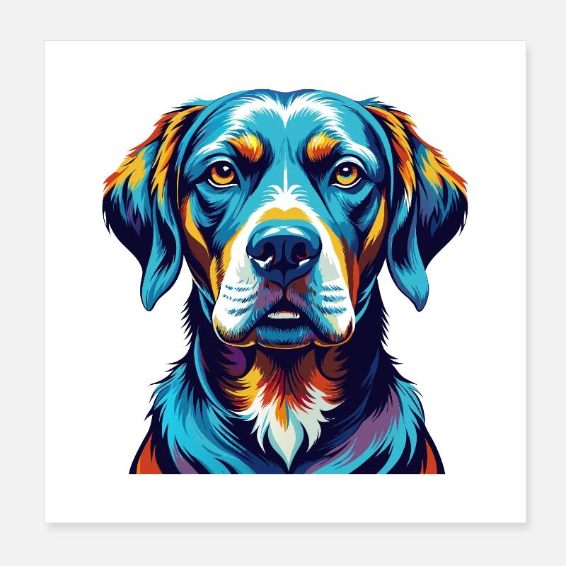 Pointer Hund Rasse Bunt Karikatur Kawaii Poster 20x20 cm