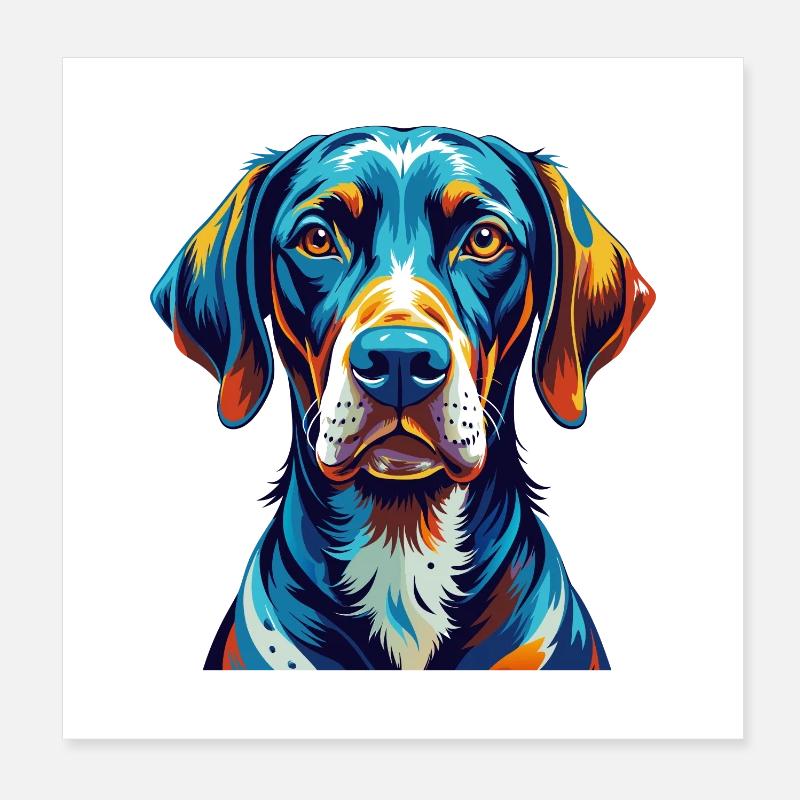 Belgische Pointer Hunderasse Bunte Karikatur Kawaii Poster 20x20 cm