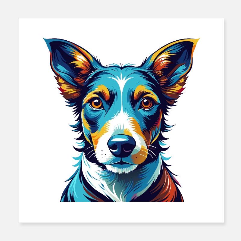 Glatter Foxterrier Hunderasse Karikatur Kawaii Poster 20x20 cm