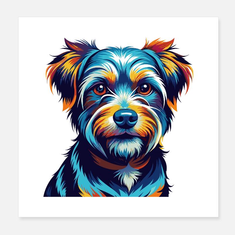 Tenterfield Terrier Chien Race Dessin Animé Kawaii Poster 20 x 20 cm