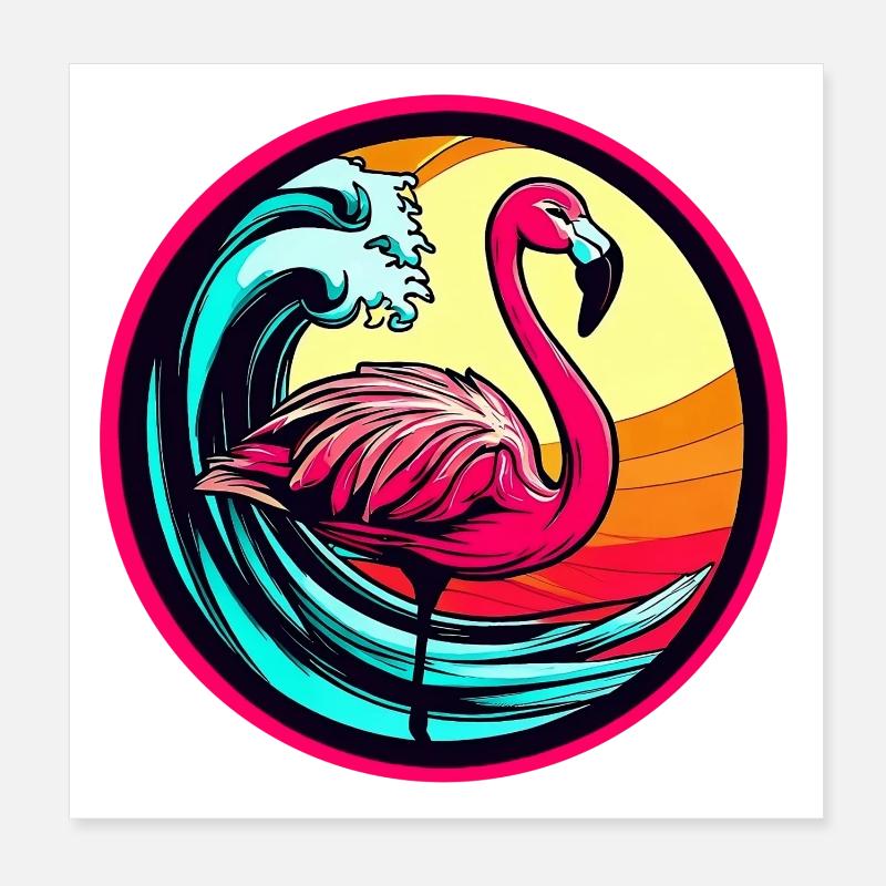 Flamant Poster 20 x 20 cm