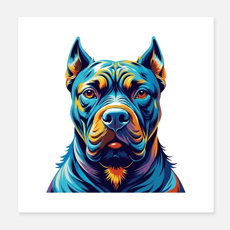 Cane Corso Hunderasse Bunte Karikatur Kawaii Poster 20x20 cm