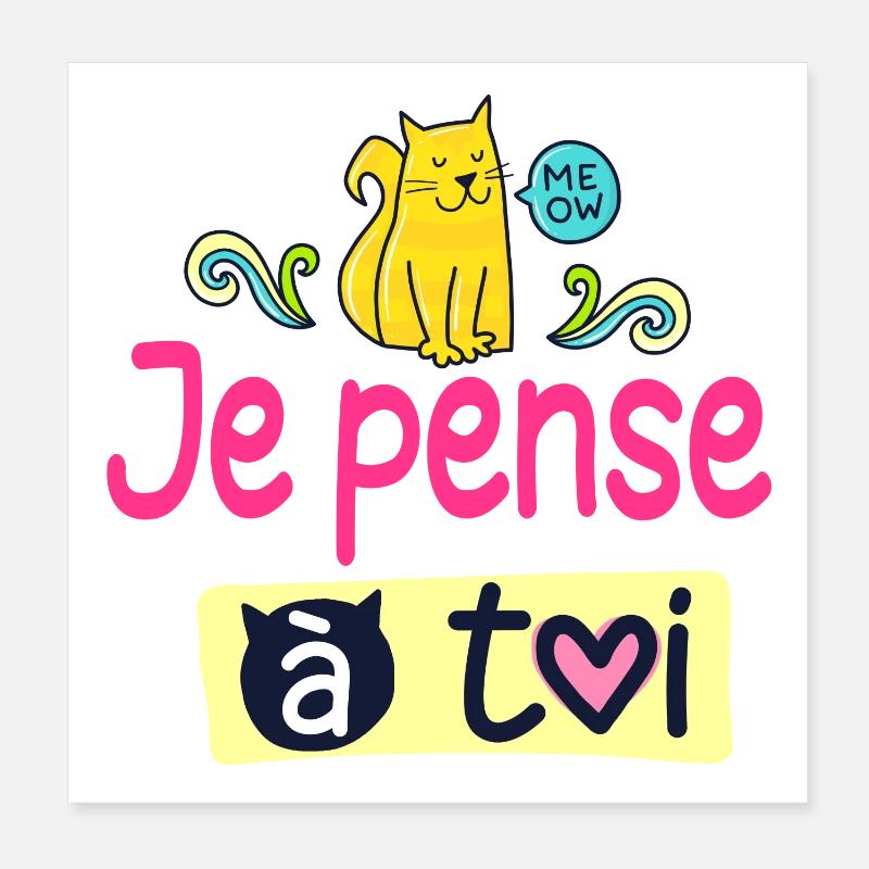 Ich denke an dich – Happy Cat - Poster 20x20 cm - Weiß