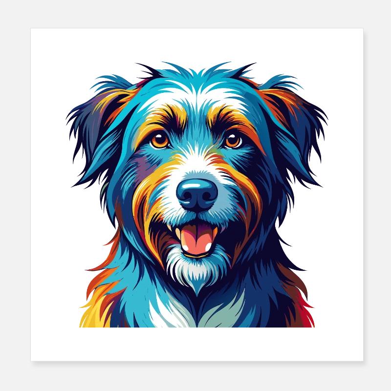 Pyrenäenschäferhund Hunderasse Karikatur Kawaii Poster 20x20 cm