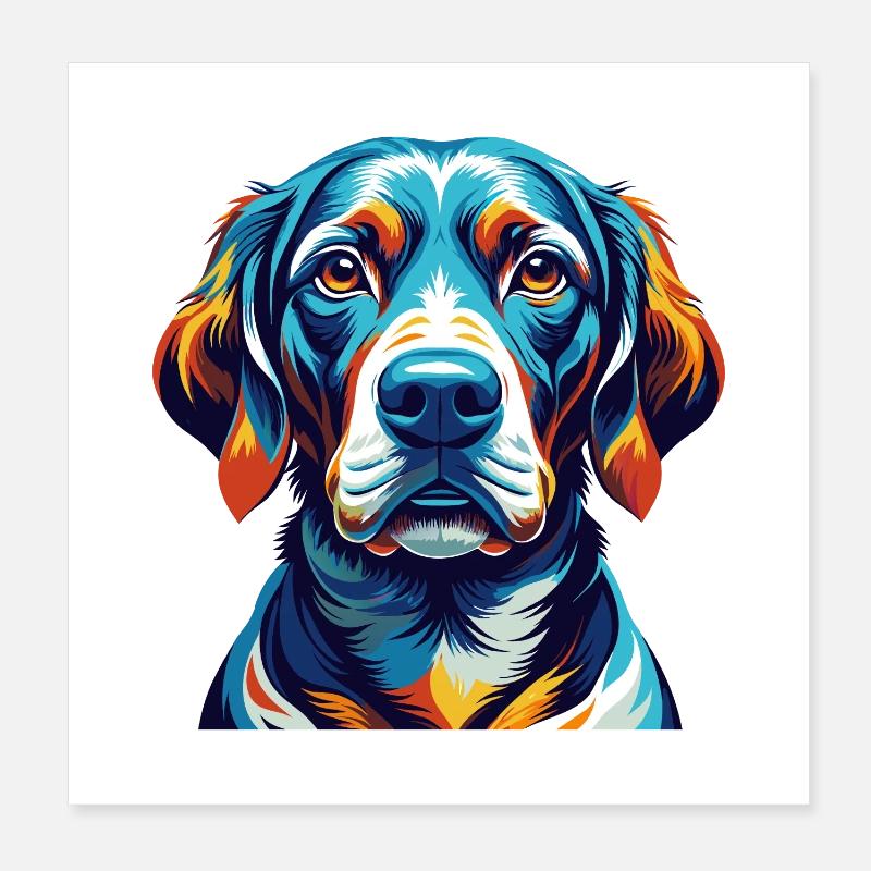 Pointer Hund Rasse Bunt Karikatur Kawaii Poster 20x20 cm
