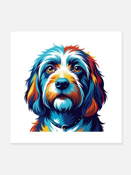 Petit Basset Griffon Vendéen Hunderasse Karikatur - Poster 20x20 cm - Weiß - Vorne