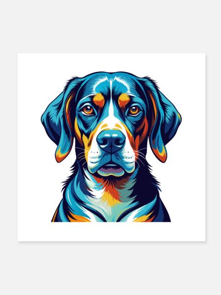 Serbischer Windhund Rasse Bunte Karikatur Kawaii - Poster 20x20 cm - Weiß - Vorne