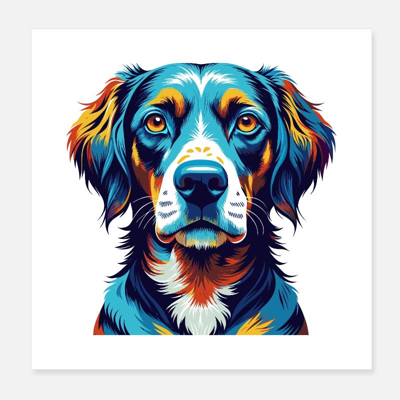 Old Danish Pointer Dog Breed Cartoon Kawaii Poster 8" x 8" (20x20 cm)