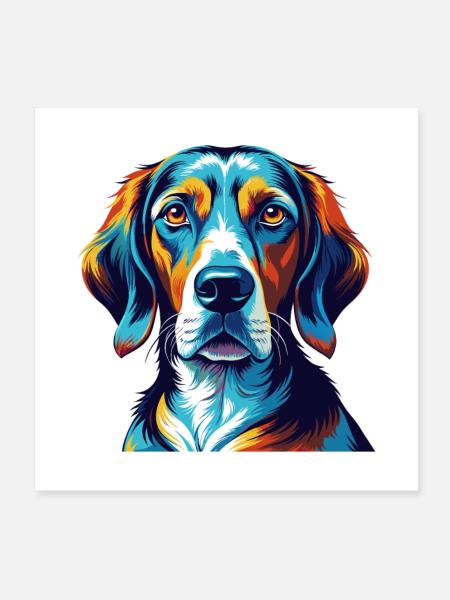 Polnischer Jagdhund Hund Rasse Karikatur Kawaii - Poster 20x20 cm - Weiß - Vorne