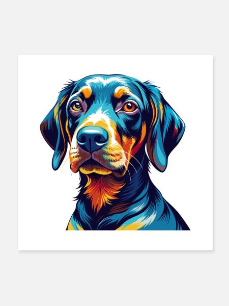 Plott Hound Hund Rasse Bunte Karikatur Kawaii - Poster 20x20 cm - Weiß - Vorne