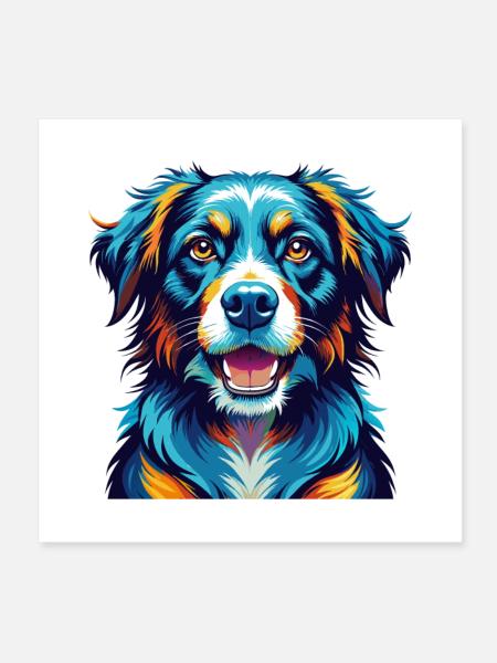 Saarlooswolfhond Dog Breed Colorful Cartoon Kawaii - Poster 8" x 8" (20x20 cm) - white - Front