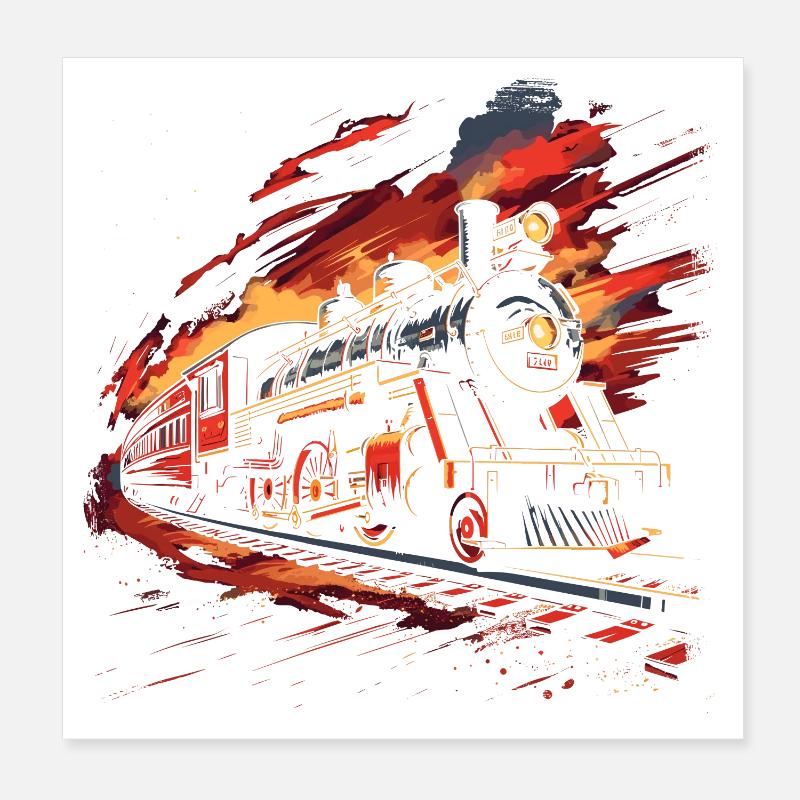 Eisenbahn Retro Stil Poster 20x20 cm