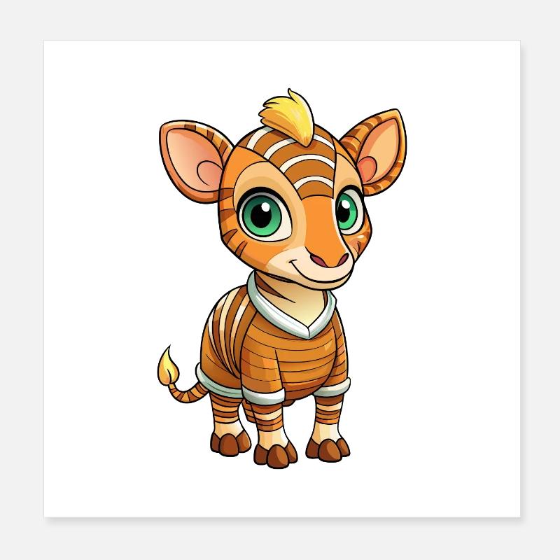 okapi mignon personnage de dessin animé kawaii clipart Poster 20 x 20 cm