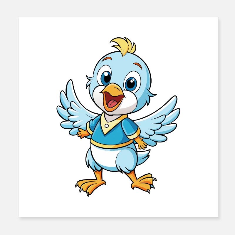 Taube Niedliche Zeichentrickfigur Kawaii Clipart Poster 20x20 cm