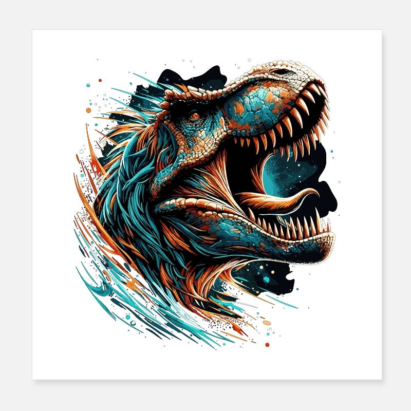 Roaring T-Rex Dinosaur Gift Poster 8" x 8" (20x20 cm)