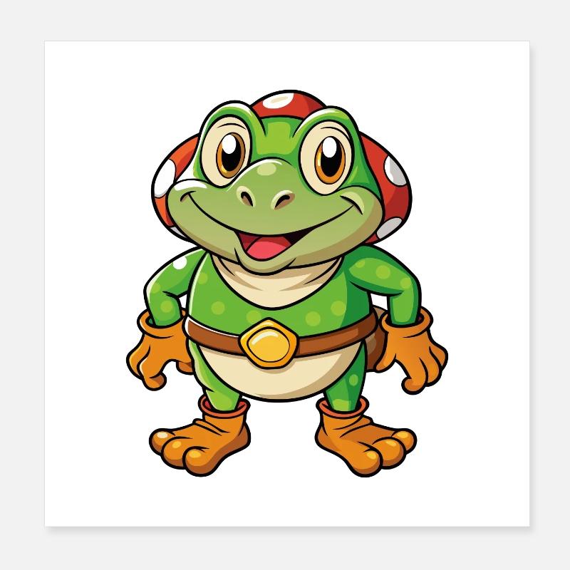 Toad Cute Cartoon Character Kawaii Clipart Poster 8" x 8" (20x20 cm)