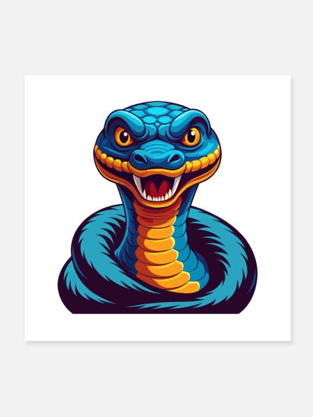 Anaconda Bunte Kawaii Cartoon Figur Clipart - Poster 20x20 cm - Weiß - Vorne