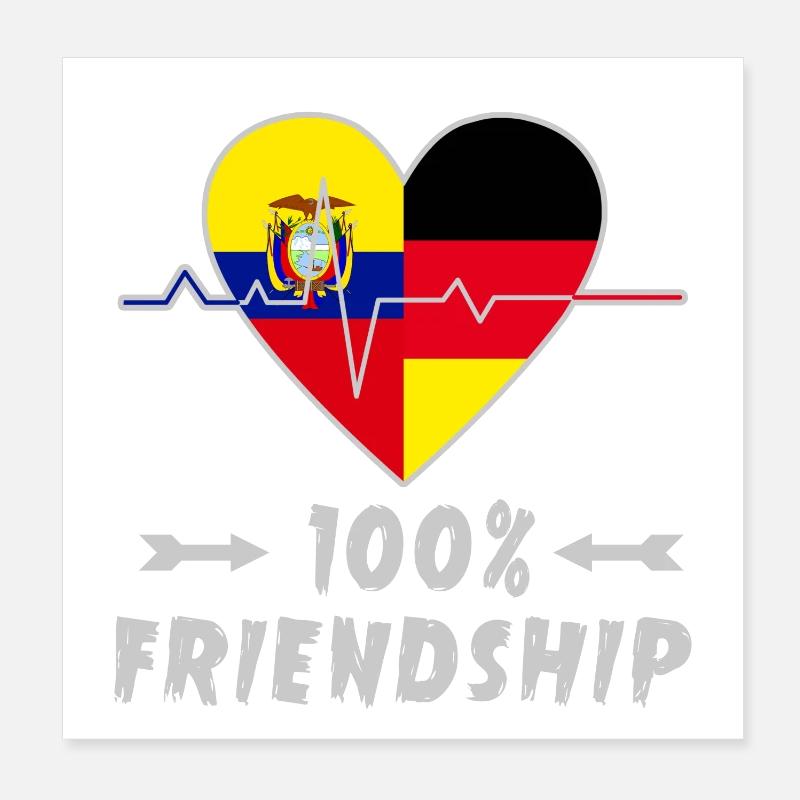 Ecuador und Deutschland 100% Freundschaft - Poster 20x20 cm - Weiß
