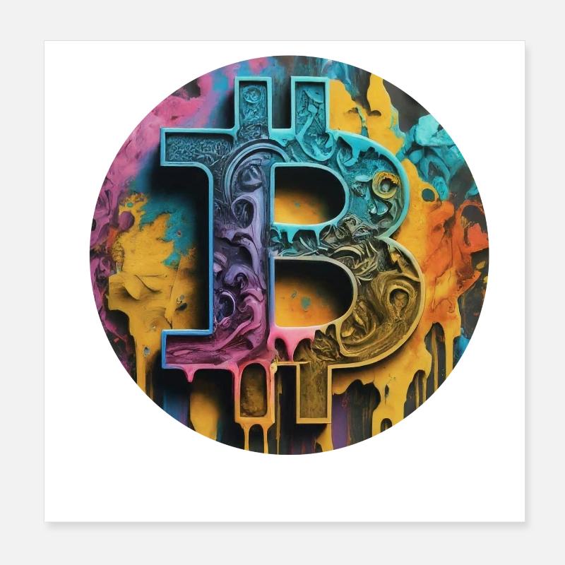 Graffiti sur le bitcoin : coloré et rebelle Poster 20 x 20 cm