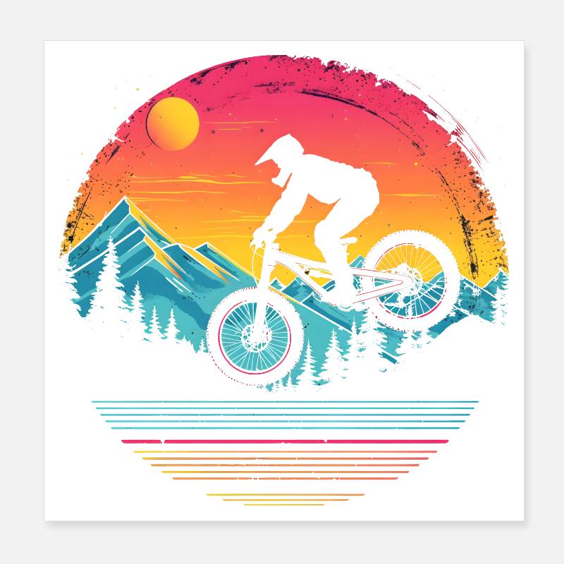 Mountainbiken Vaporwave Poster 20x20 cm