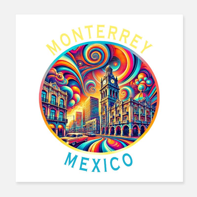Monterrey, villes de Mexico, art et design Poster 20 x 20 cm
