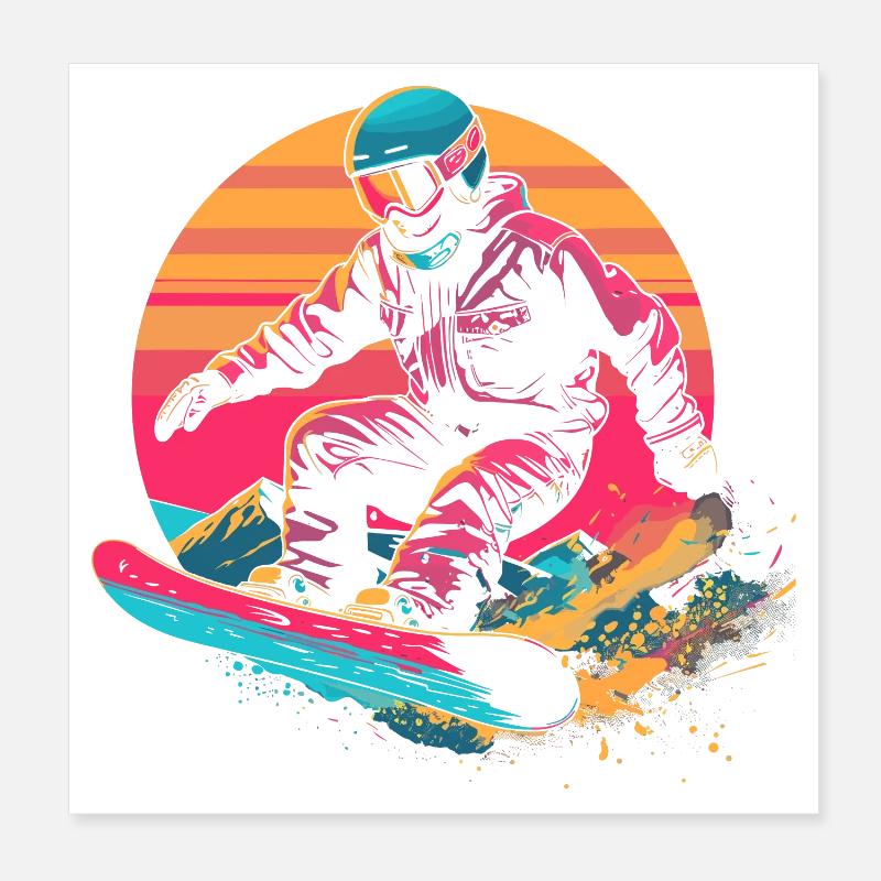 Snowboarder 80s Look Poster 8" x 8" (20x20 cm)