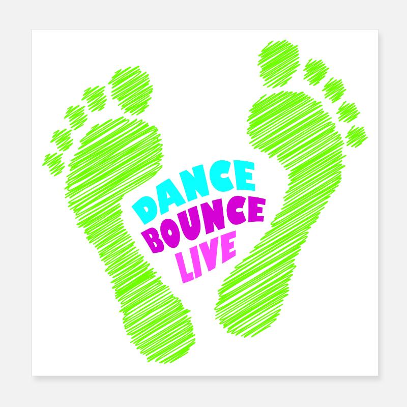 Dance Bounce Live pieds nus vert néon Poster 20 x 20 cm