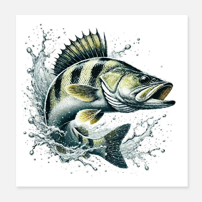 Zander - Poster 20x20 cm - Weiß