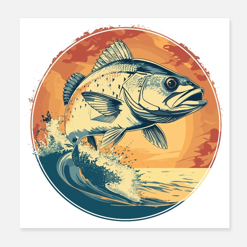 Fisch Illustration Poster 20x20 cm