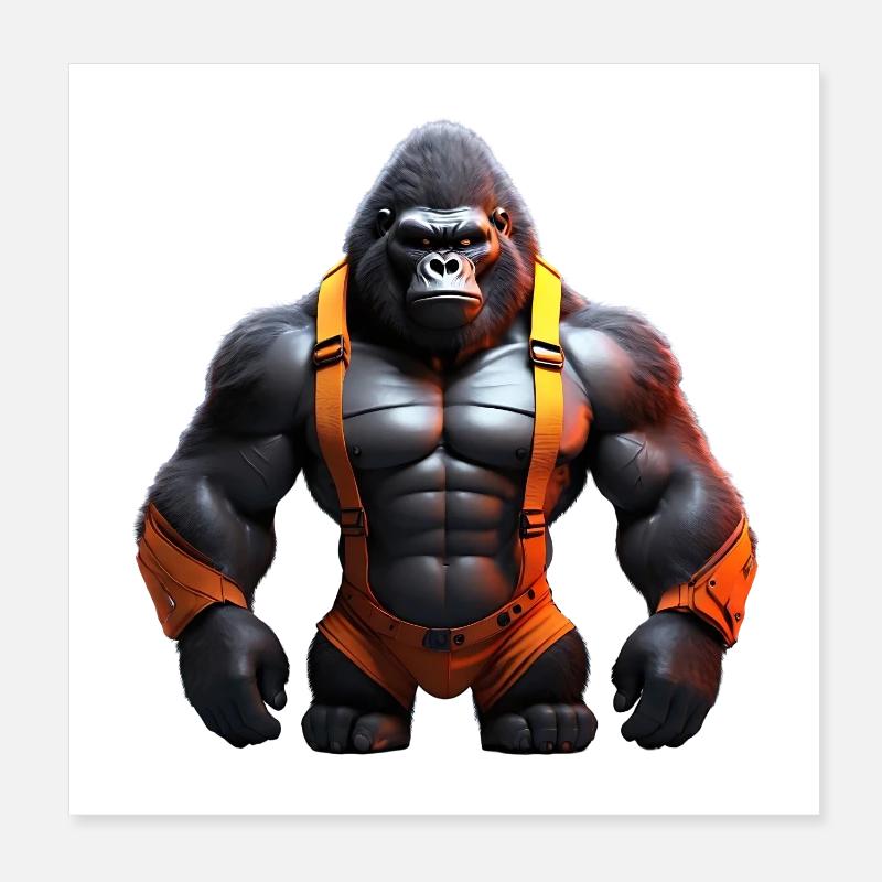 Gorilla Force Primate ideal gift - Poster 8" x 8" (20x20 cm) - white
