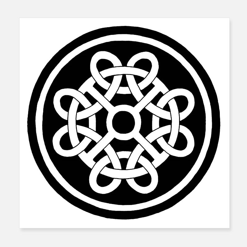 Fleur celte et talisman noir Poster 20 x 20 cm