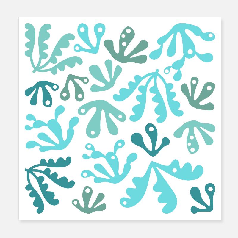 Abstrait Corail L Bleu Turquoise Tons Poster 20 x 20 cm