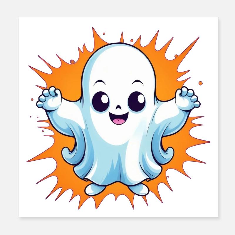 Halloween Ghost Poster 8" x 8" (20x20 cm)