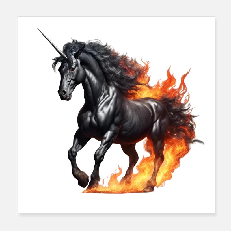 Das mächtige schwarze Einhorn Poster 20x20 cm