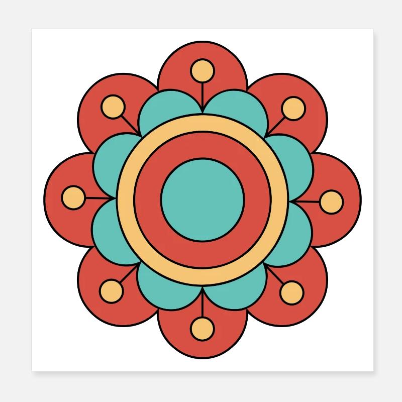 Fleur funky mignonne et colorée Poster 20 x 20 cm