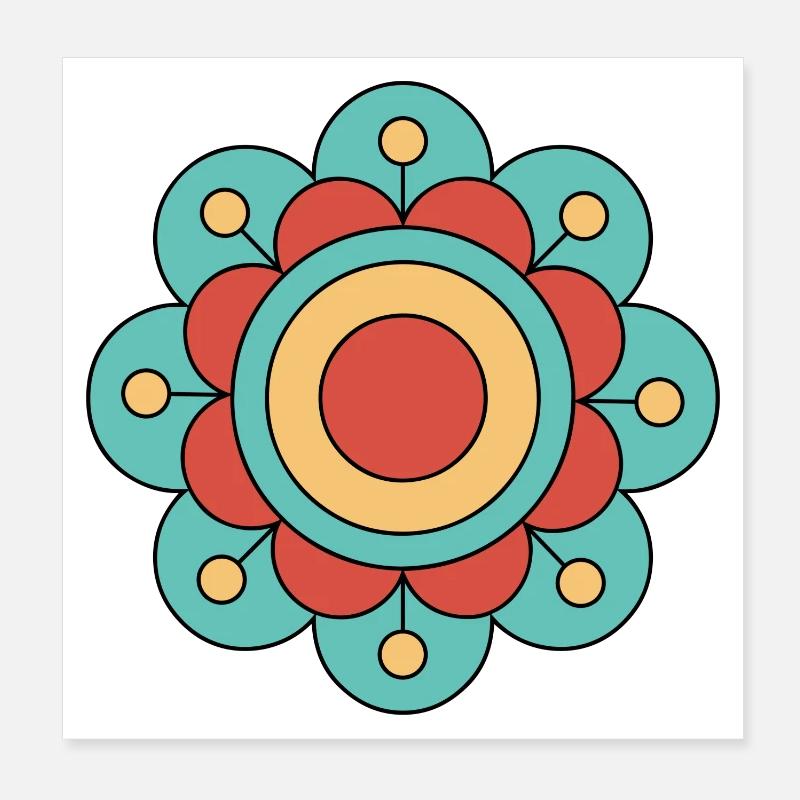 Fleur funky mignonne et colorée Poster 20 x 20 cm