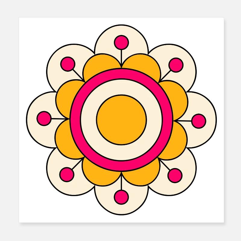 Fleur funky mignonne et colorée Poster 20 x 20 cm