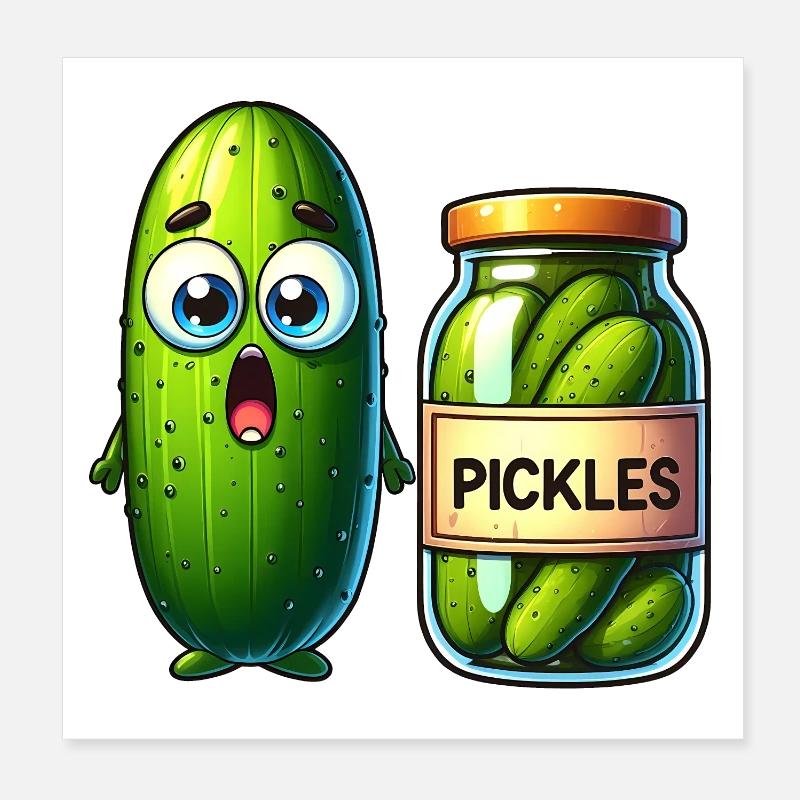 La situation difficile des cornichons au concombre : choqué et choqué ! Poster 20 x 20 cm